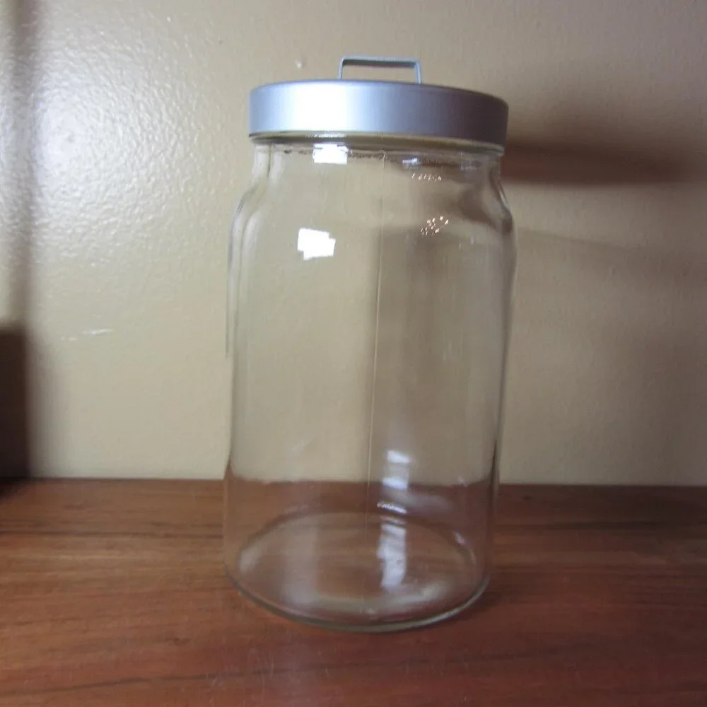 glass storage container ikea with metal lid (H168)